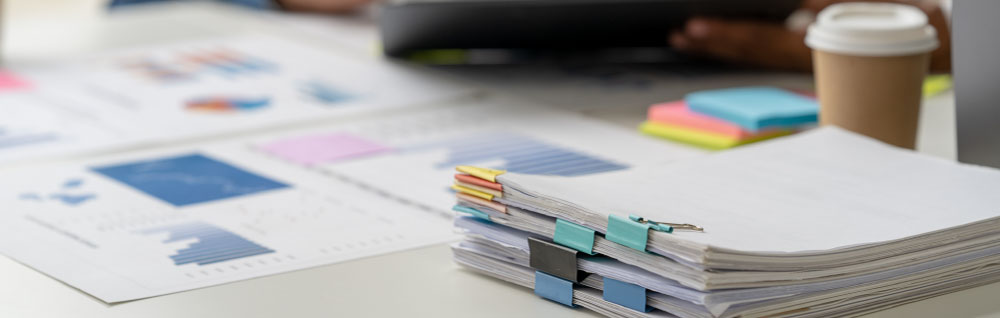 Bookkeeping ledgers on a desk