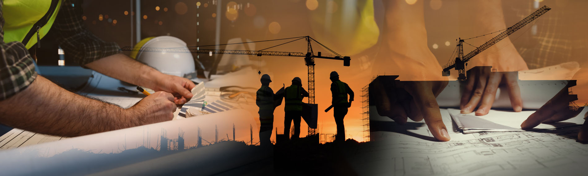 Various images of civil engineers working.