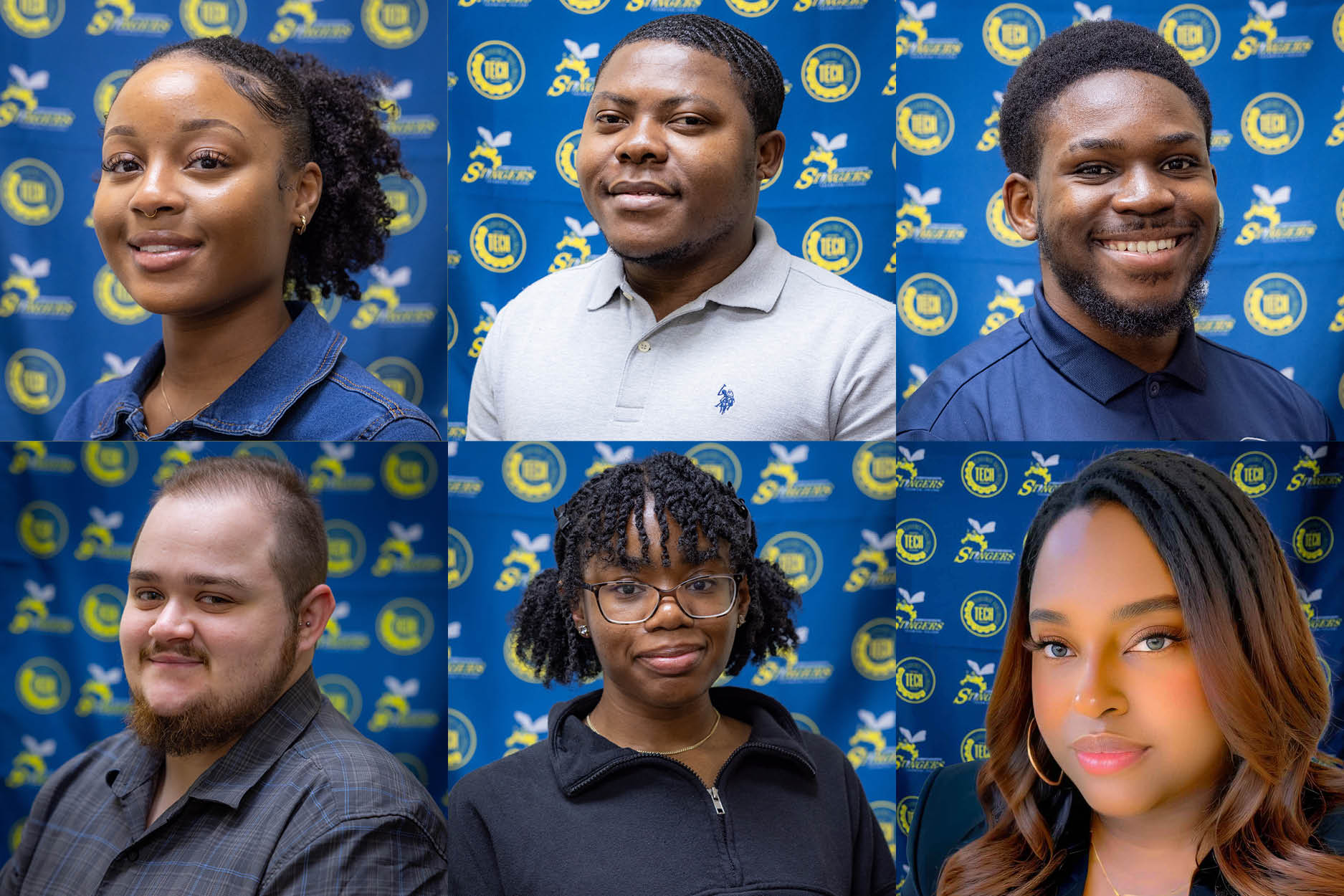 headshots of six students in the 2025 phi theta kappa all state team
